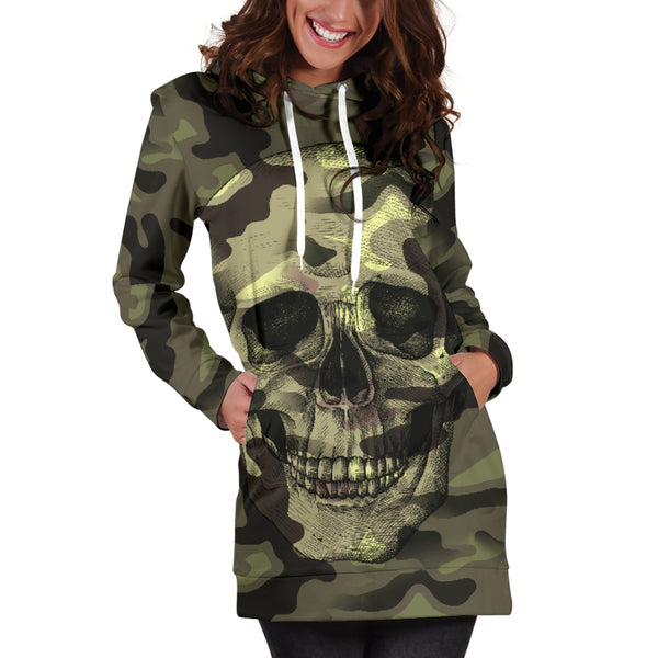 Camo Skull Hoodie Dress Camouflage with Skulls