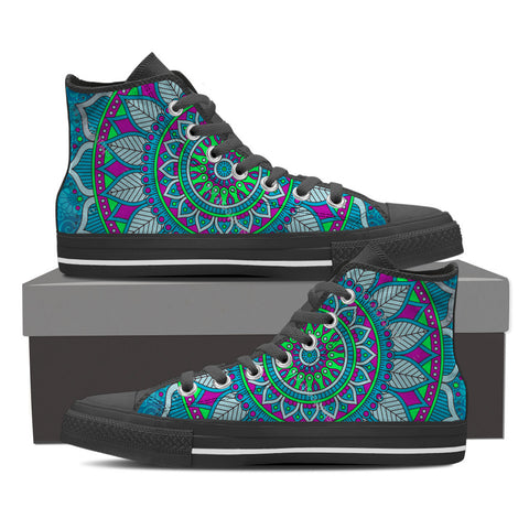 Mandala Blue Green Mens High Top Shoes