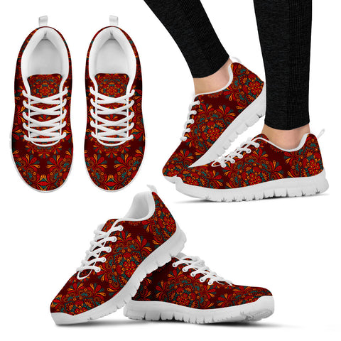 Red Mandala White Sneakers