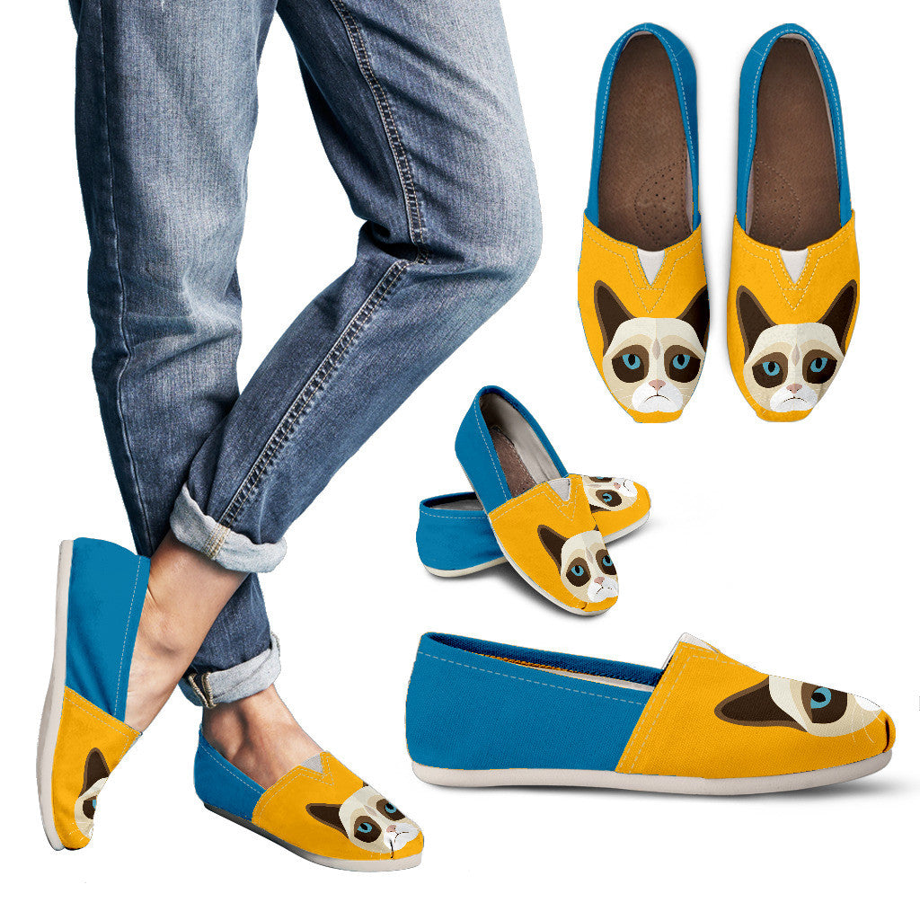 Grumpy Cat Blue and Yello Womens Casual Shoes