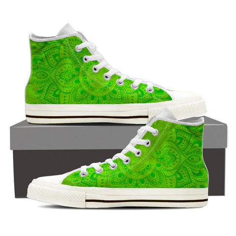 Green Mandala Mens High Top Shoes