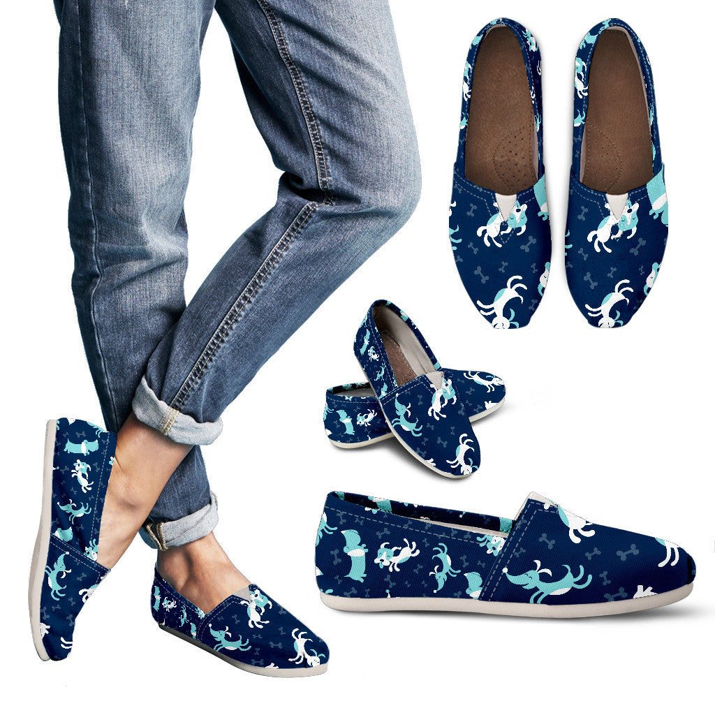 Dog Blue Pattern Womens Casual Shoes