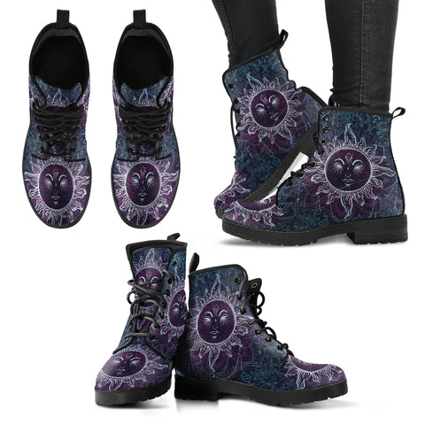 Sun Moon Mandala Women's Leather Boots