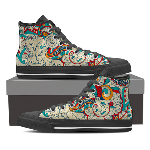 Doodle Print High Top Womens Shoes