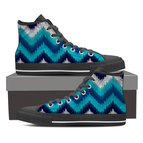 Blue Chevron High Top Womens Shoes