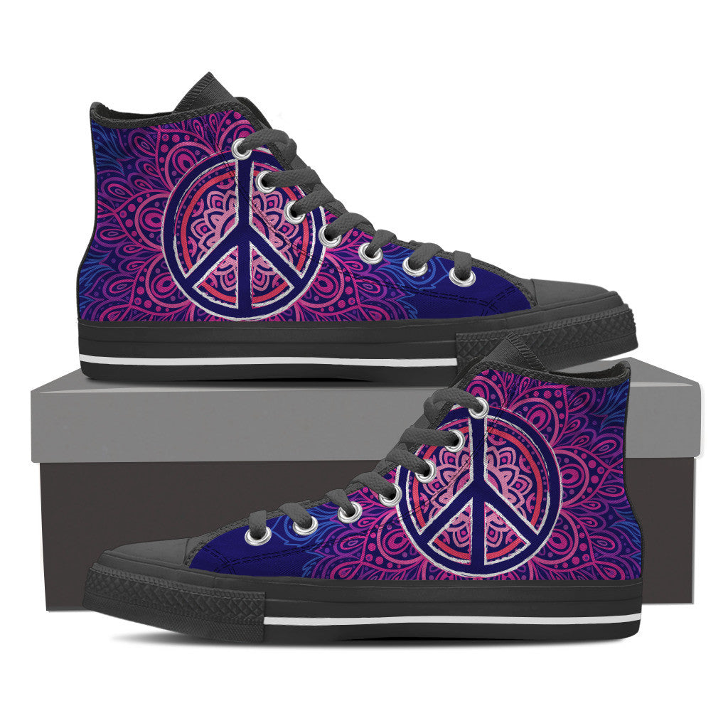 Hippie Peace Sign Purple Men Shoes