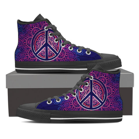 Hippie Peace Sign Purple Men Shoes