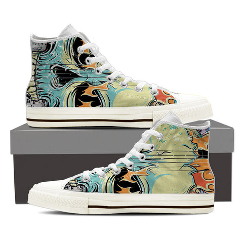 Guitar Skull White Mens Shoes