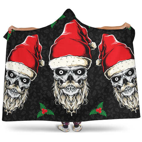 Evil Christmas Skull Santa Hooded Blanket