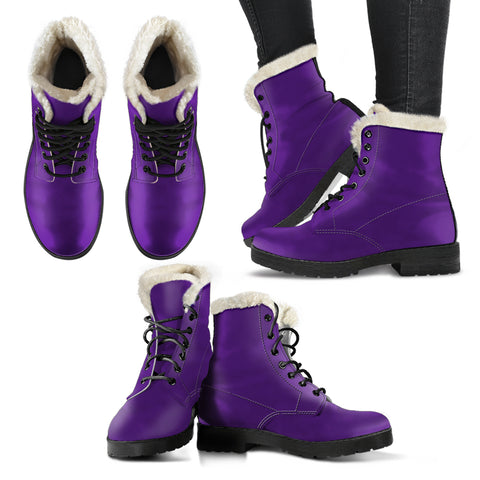 Vegan Leather Purple Faux Fur Lined Boots