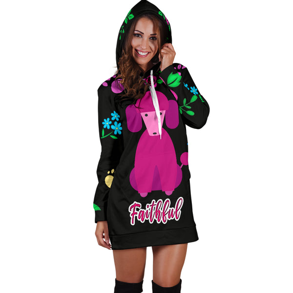 Faithful Poodle Dog Hoodie Dress Cute Poodle Dogs