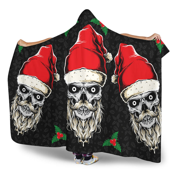 Evil Christmas Skull Santa Hooded Blanket