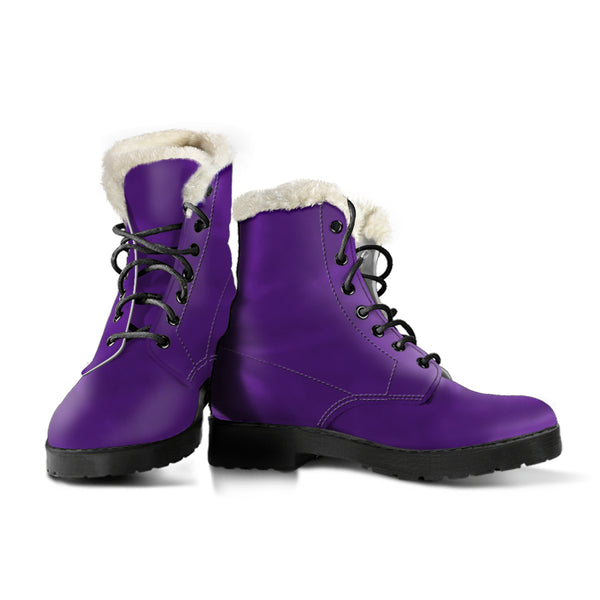 Vegan Leather Purple Faux Fur Lined Boots