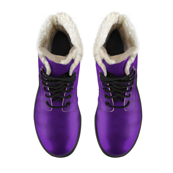 Vegan Leather Purple Faux Fur Lined Boots