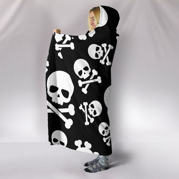 Skull Crossbones Hooded Blanket