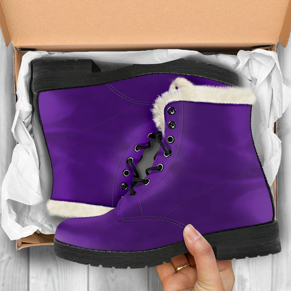 Vegan Leather Purple Faux Fur Lined Boots